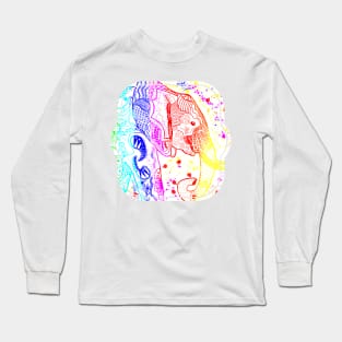 Rainbow Zentangle Elephant Long Sleeve T-Shirt